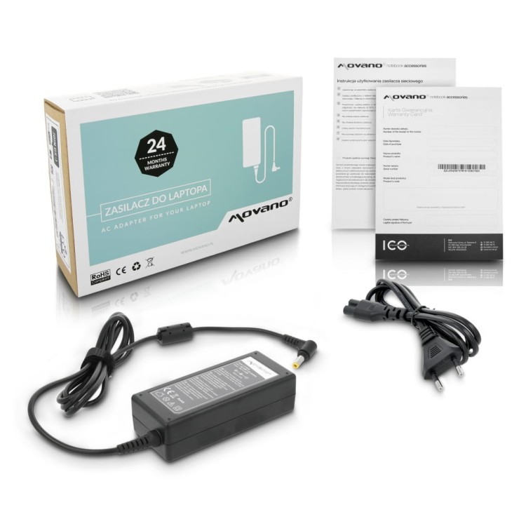 Zasilacz Movano 19v 3.42a - 65W- (5.5x2.5) - asus, toshiba, lenovo, msi, itp