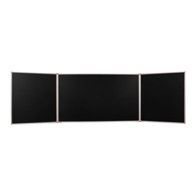 Tablica tryptyk MEMOBE kredowa magnetyczna czarna, rama aluminiowa Prestige, 170x100 cm