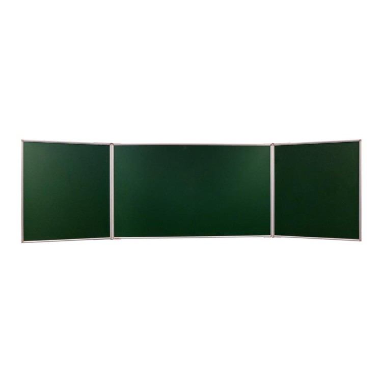 Tablica tryptyk MEMOBE kredowa magnetyczna zielona, rama aluminiowa Prestige, 170x100 cm
