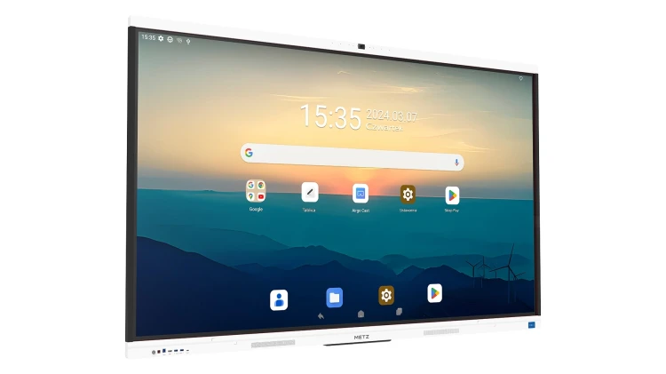 Monitor interaktywny METZ 75 cali w nowoczesnej sali lekcyjnej – idealny do programu Cyfrowy Uczeń